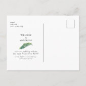 日シンプル付を除く熱帯の葉の結婚式 案内ポストカード (裏面)