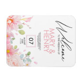 日シンプル付エレガントを保存したピンクのフローラ結婚式 マグネット (横)