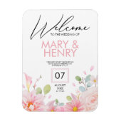 日シンプル付エレガントを保存したピンクのフローラ結婚式 マグネット (縦)