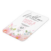 日シンプル付エレガントを保存したピンクのフローラ結婚式 マグネット (左側)