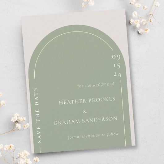 日シンプル付エレガントを保存する緑の結婚式