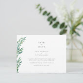 日シンプル付ハガキを保存する緑の結婚式 案内ポストカード (スタンド正面)