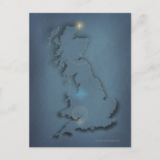 日シンプル入りのイギリス諸島の地図 ポストカード (正面)