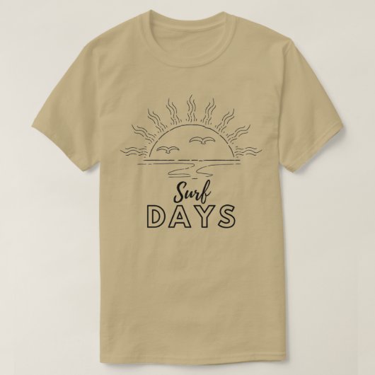 日シンプル波と夕日 Tシャツ (デザイン正面)