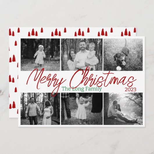 日シンプル6フォトファミリークリスマスカード シーズンカード (正面/裏面)