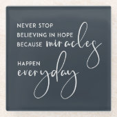 日ストップ々の奇跡のような希望は決して無い ガラスコースター (正面)