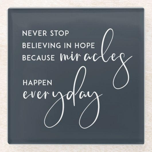 日ストップ々の奇跡のような希望は決して無い ガラスコースター (正面)