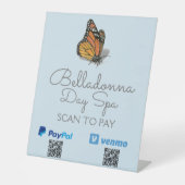 日スパバタフライスキャンして支払カスタムいQRコード 台座サイン (正面)