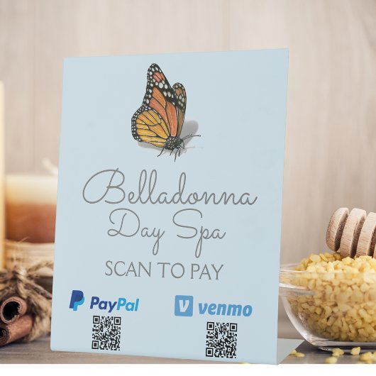 日スパバタフライスキャンして支払カスタムいQRコード 台座サイン