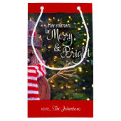 日スメリーライト素朴雪だるま名前をカスタムするかわいい スモールペーパーバッグ (裏面)