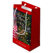 日スメリーライト素朴雪だるま名前をカスタムするかわいい スモールペーパーバッグ (裏面アングル)