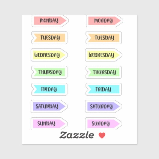 日ズオブウィークパステルレインボープランナースクリプト シール (シート)