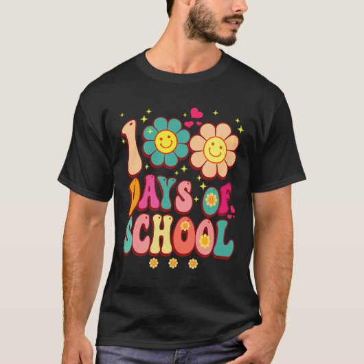 日ズオブスクールGroovyレトロ100日目先生かわいい Tシャツ (正面)