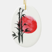 日パーソナライズされた日本のと竹のクリスマス セラミックオーナメント (裏面)