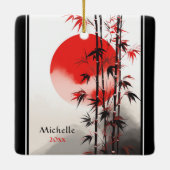 日パーソナライズされた日・竹ホリ日本のデイ セラミックオーナメント (裏面)