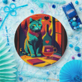 日パーソナライズされた没の猫の本とワイン ペーパープレート (パーティー)