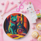 日パーソナライズされた没の猫の本とワイン ペーパープレート (パーティー)