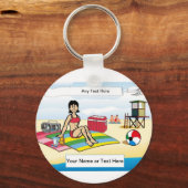 日パーソナライズされた浴 – 女性の漫画 キーホルダー (正面)