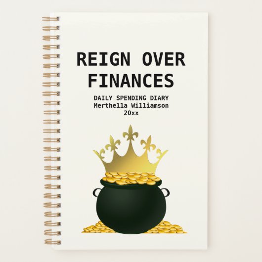 日パーソナライズされた間支出予算日表 プランナー手帳 (正面)