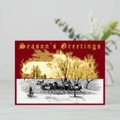 日ビクトリアンの入り時にクリスマスのソリに乗る 箔シーズンカード (立ち正面)