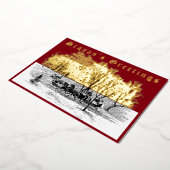 日ビクトリアンの入り時にクリスマスのソリに乗る 箔シーズンカード (回転した状態)