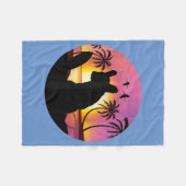 日フランスの入り/夏の動物のビーチでブルドッグ フリースブランケット (正面(横))