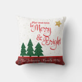 日ブライトメリーツリー金ゴールドスターモノグラム名 クッション (正面)