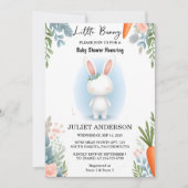 日ママは耳ホップブルーピンクバニー赤ちゃんシャワー 招待状 (正面)
