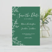 日ミニマル付を保存する葉の緑の結婚式 招待状 (スタンド正面)