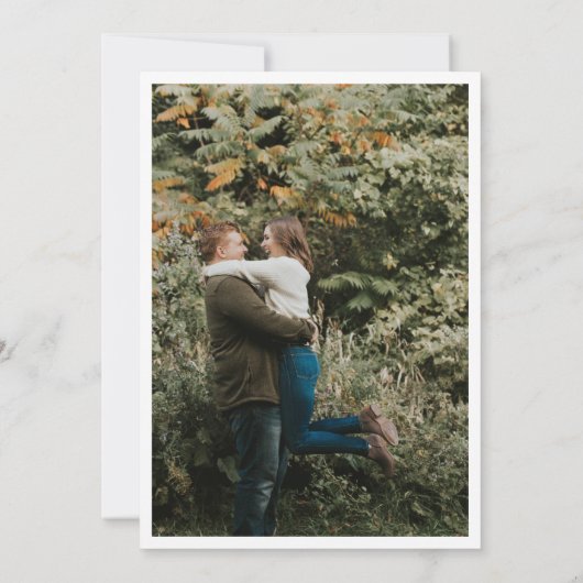 日ミニマル付を保存する葉の緑の結婚式 招待状 (裏面)