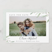 日ミニマル付を除く緑の写真結婚式 招待状 (正面/裏面)