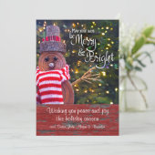 日メリーは明るいはっきりした可愛いロ素朴グ雪だるま シーズンカード (スタンド正面)