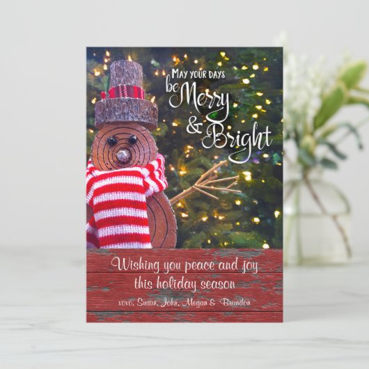 日メリーは明るいはっきりした可愛いロ素朴グ雪だるま シーズンカード (スタンド正面)