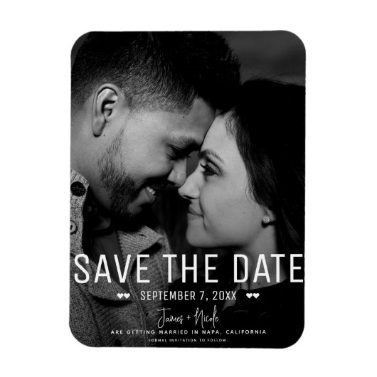 日モダンミニマル付の写真を結婚保存 マグネット (縦)