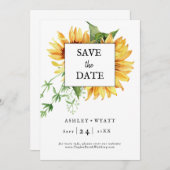 日モダン付け結婚を除く黄色ひまわり セーブザデート (正面/裏面)