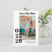 日モダン付はっきりした結婚式の日付の写真カードを保存 招待状 (スタンド正面)