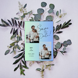 日モダン付を保存した緑のグラデーション 招待状