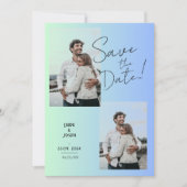 日モダン付を保存した緑のグラデーション 招待状 (正面)