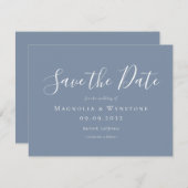 日モダン付を保存する埃っぽい青い結婚式 セーブザデート (正面/裏面)