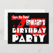 日モダン付75th誕生日パーティーV21を保存 案内ポストカード (正面/裏面)