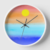 日モダン入りビーチ水色レトロ勾配 壁時計 (正面)