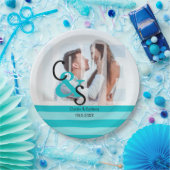 日モダン写真ラブカップルパーティー-ターコイズPap ペーパープレート (パーティー)