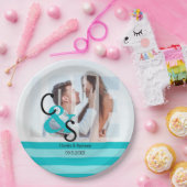 日モダン写真ラブカップルパーティー-ターコイズPap ペーパープレート (パーティー)