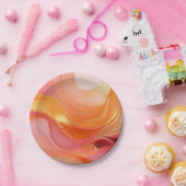 日モダン出オレンジピンクと金ゴールド- ペーパープレート (パーティー)