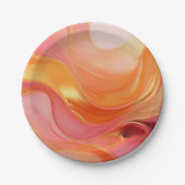 日モダン出オレンジピンクと金ゴールド- ペーパープレート (正面)