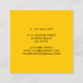 日モダン出輝く日サンレイズイエローホワイト スクエア名刺 (裏面)