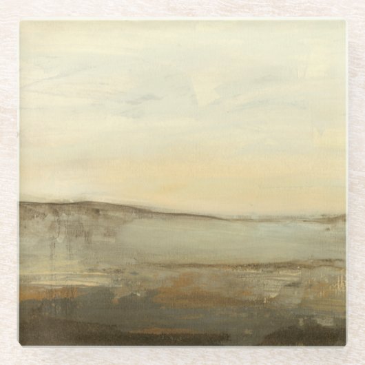 日モダン没の風景油画 ガラスコースター (正面)