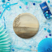 日モダン没の風景油画 ペーパープレート (パーティー)