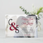 日モダン結婚か記念日 – Red Maroon 招待状 (スタンド正面)