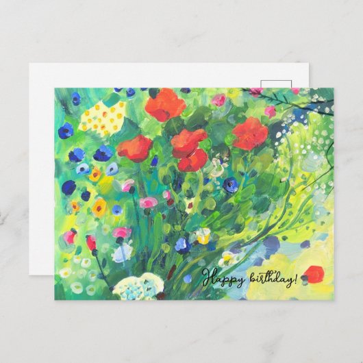 日モダン絵画の下のケシ ポストカード (正面/裏面)